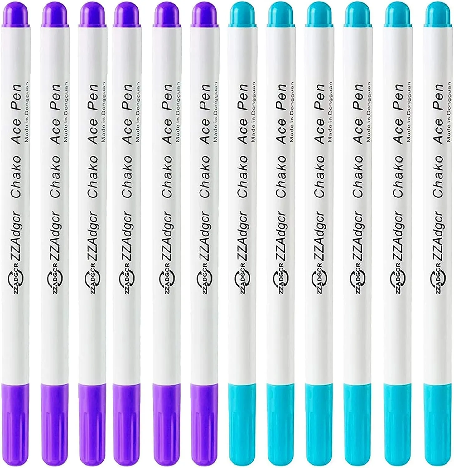 12 Pcs Disappearing Ink Pen Water Soluble Pens Fabric Markers Pens for Sewing Art DIY Tracing Embroidery Supplies (Blue, Purple)