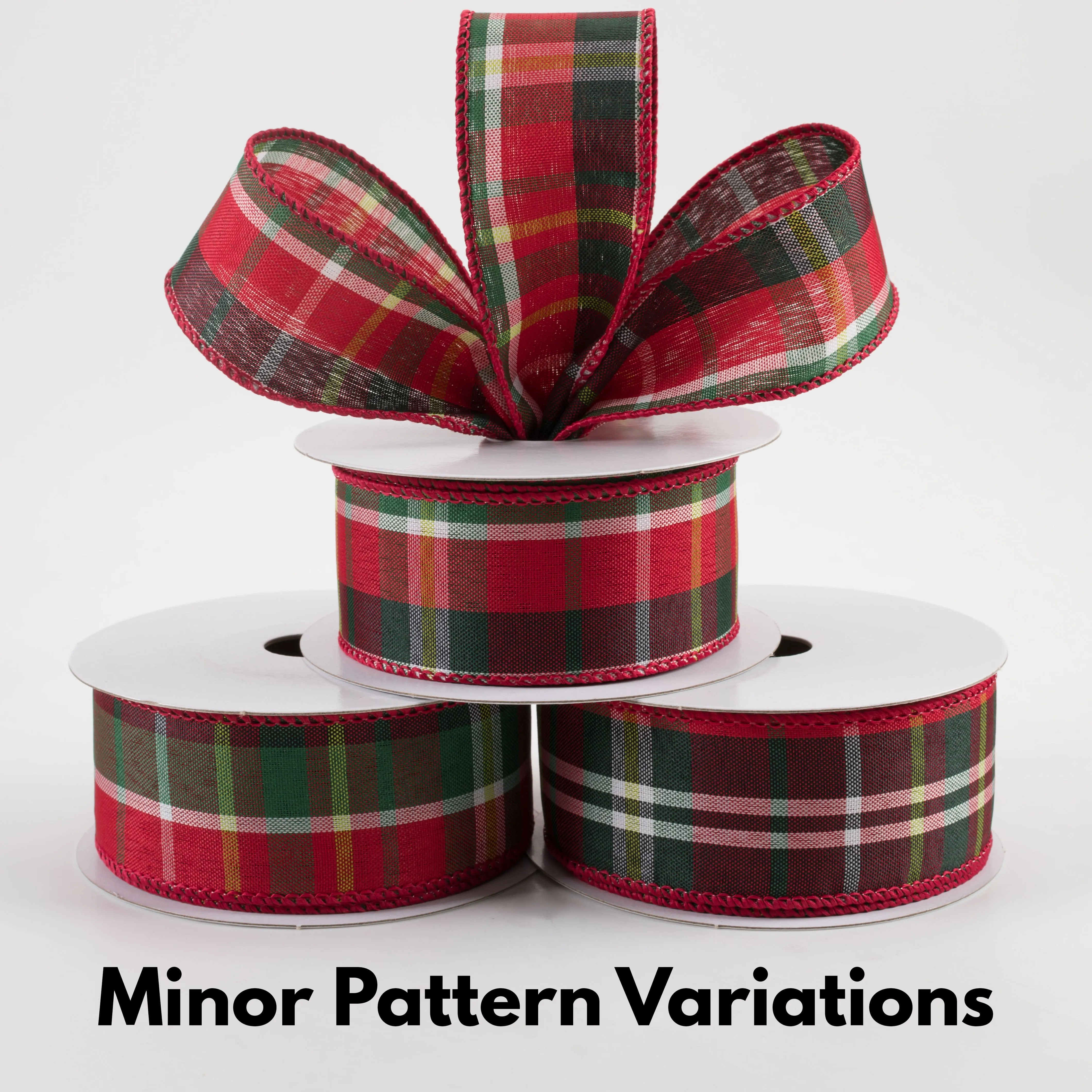 1.5" Allen Plaid Ribbon: Red, Emerald, Lime, White (10 Yards)