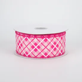 1.5" Argyle Plaid Ribbon: Fuchsia (10 Yards)