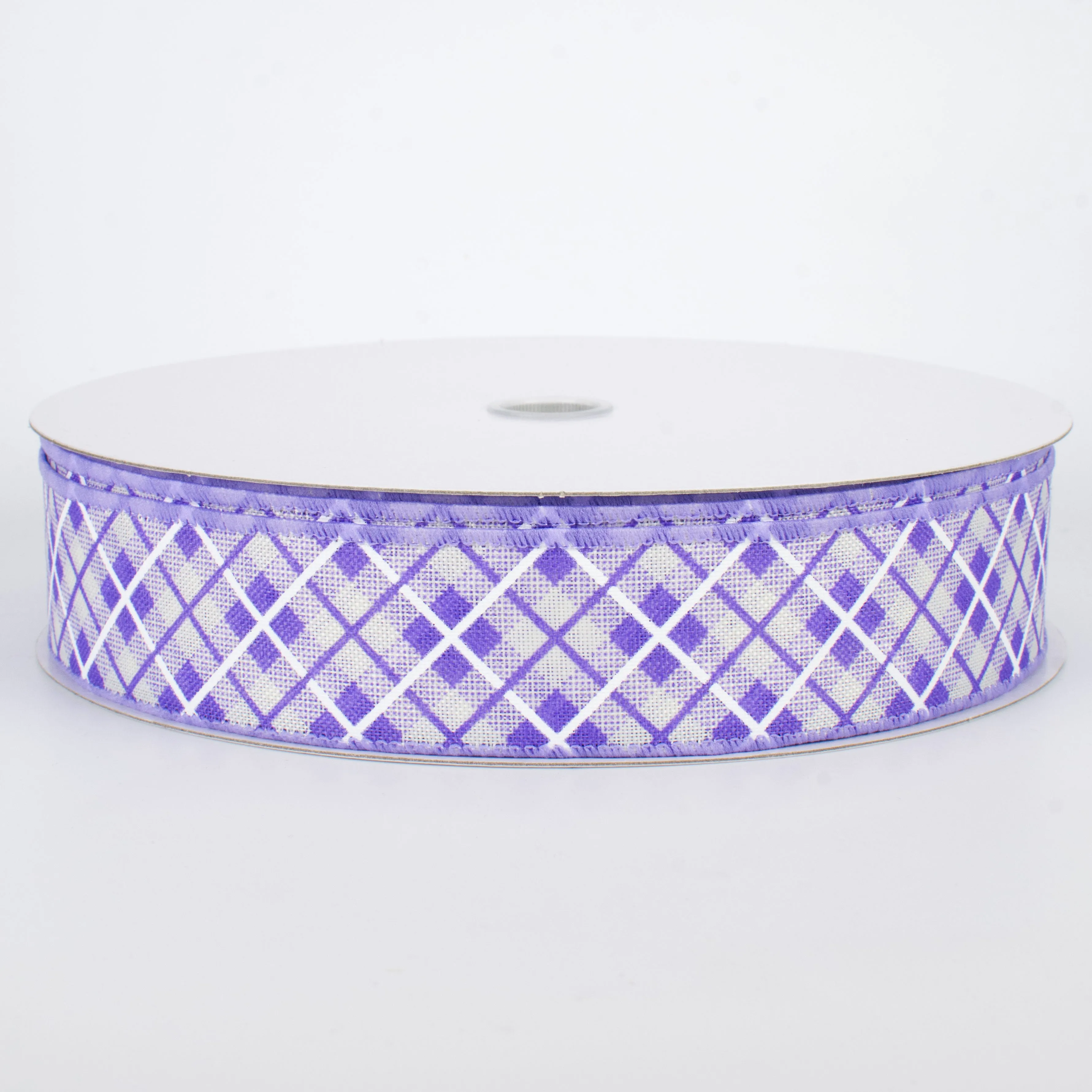 1.5" Argyle Plaid Ribbon: Lavender (50 Yards)
