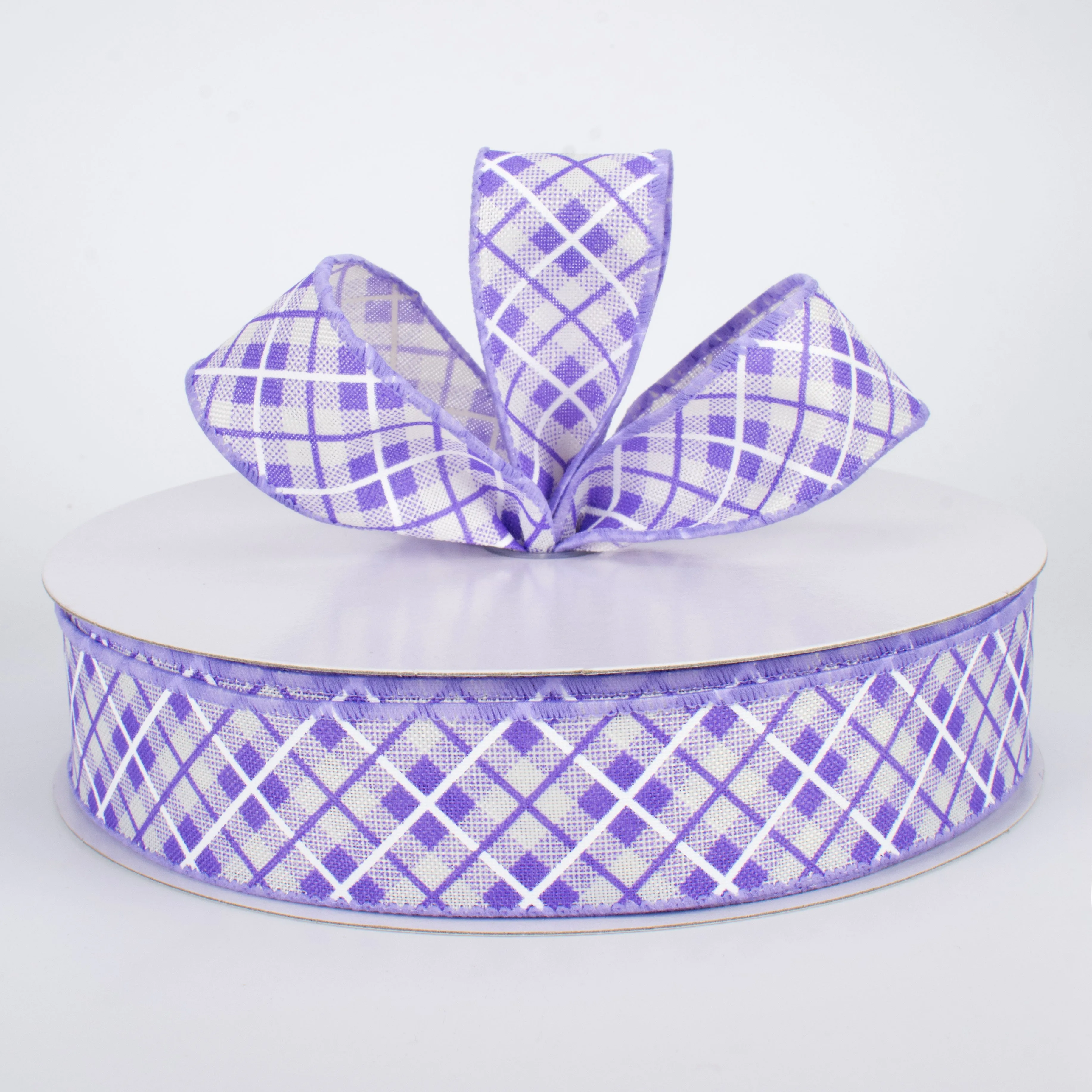 1.5" Argyle Plaid Ribbon: Lavender (50 Yards)
