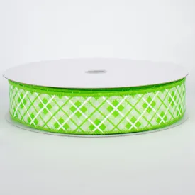 1.5" Argyle Plaid Ribbon: Lime (50 Yards)