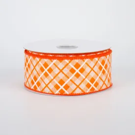 1.5" Argyle Plaid Ribbon: Orange (10 Yards)