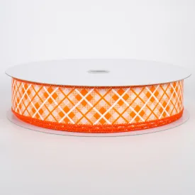 1.5" Argyle Plaid Ribbon: Orange (50 Yards)