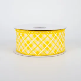 1.5" Argyle Plaid Ribbon: Yellow (10 Yards)