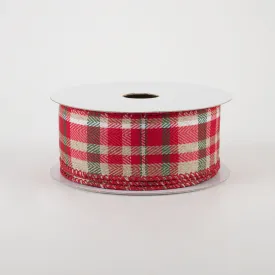 1.5" Aspen Plaid Ribbon: Natural, Green, Red, Ivory, White (10 Yards)
