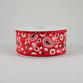 1.5" Bandana Print Canvas Ribbon: Red (10 Yards)