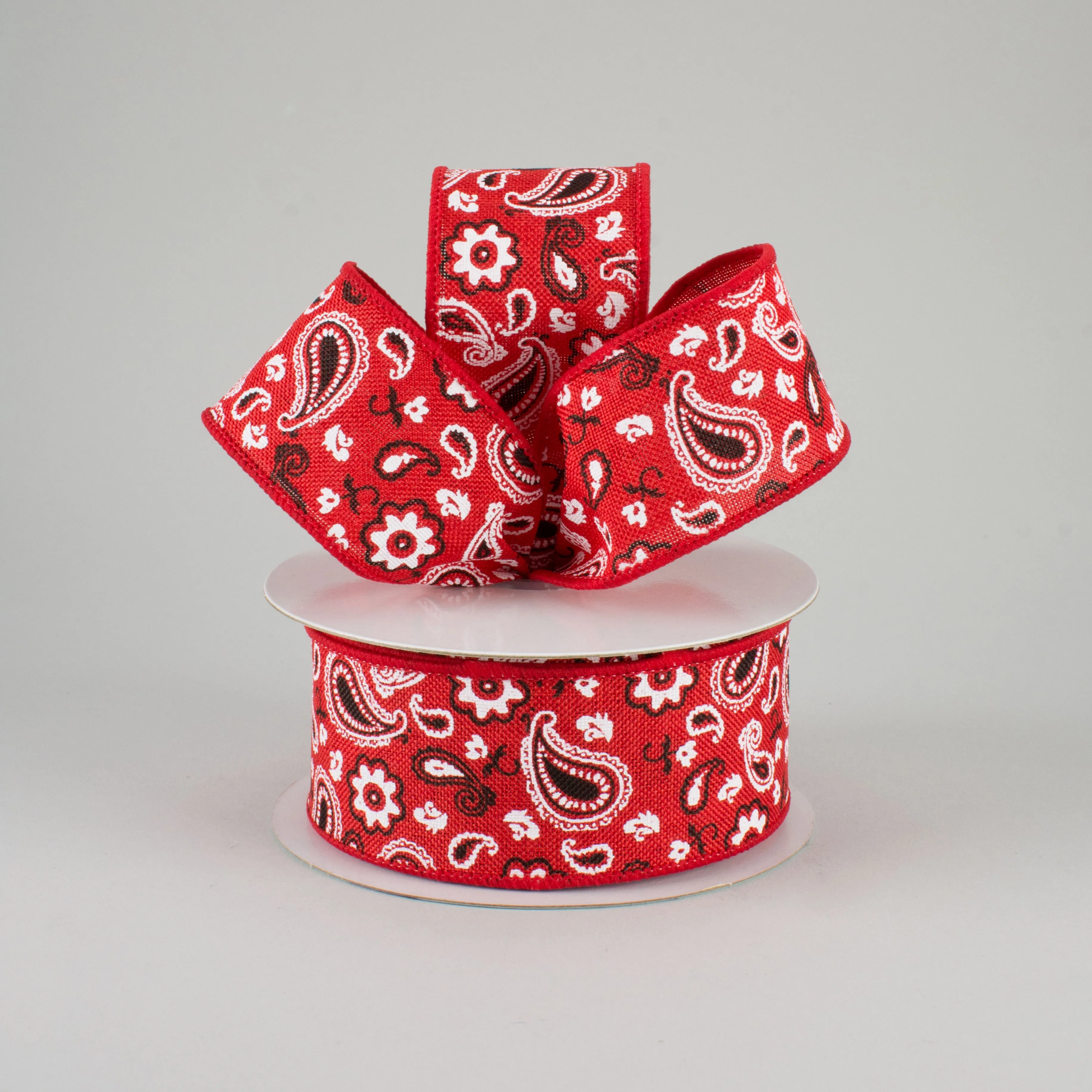 1.5" Bandana Print Canvas Ribbon: Red (10 Yards)