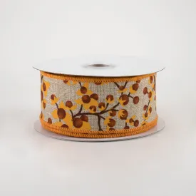 1.5" Bittersweet Berries Ribbon: Natural, Mustard, Rust (10 Yards)