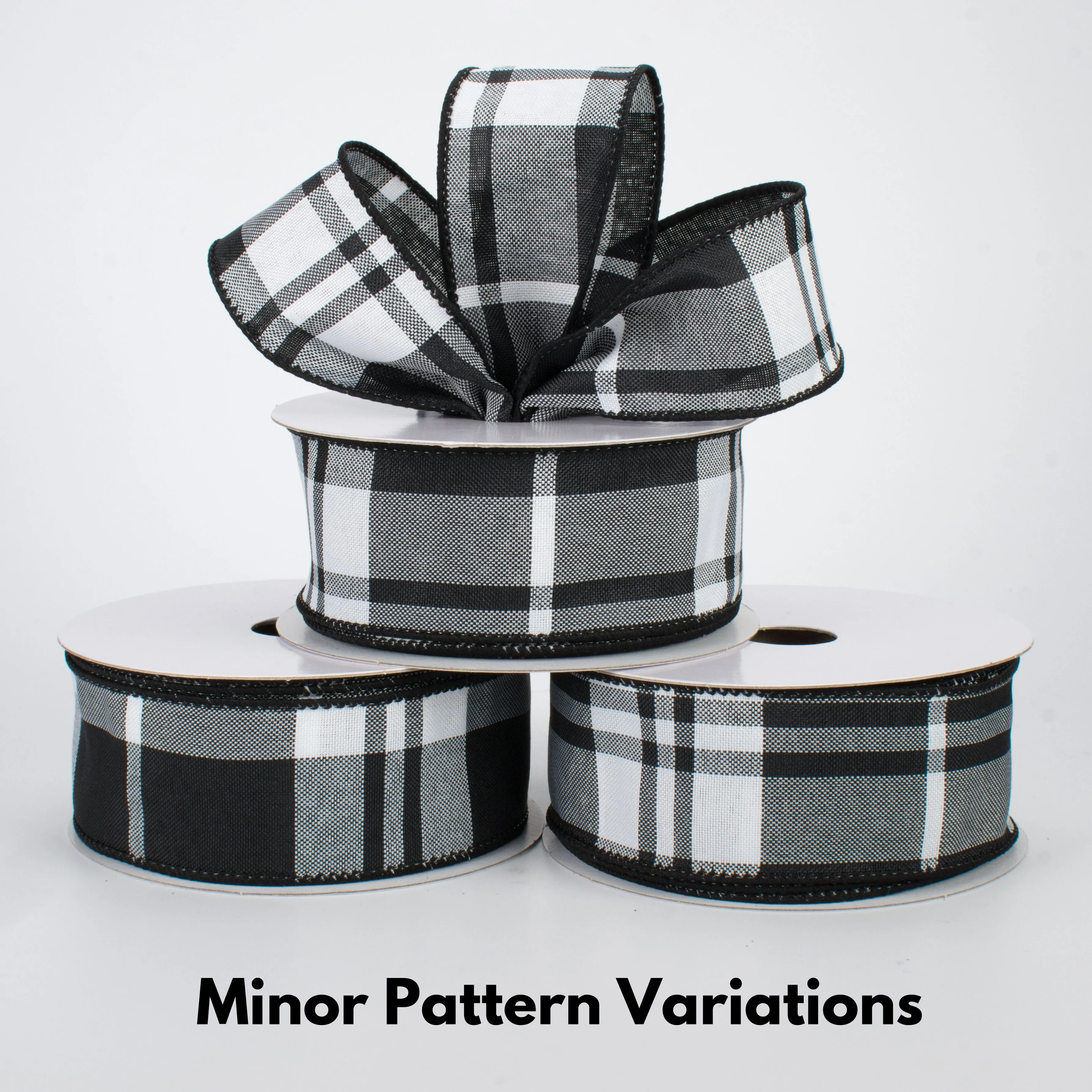 1.5" Black & White Plaid Ribbon (10 Yards)