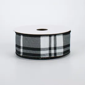 1.5" Black & White Plaid Ribbon (10 Yards)