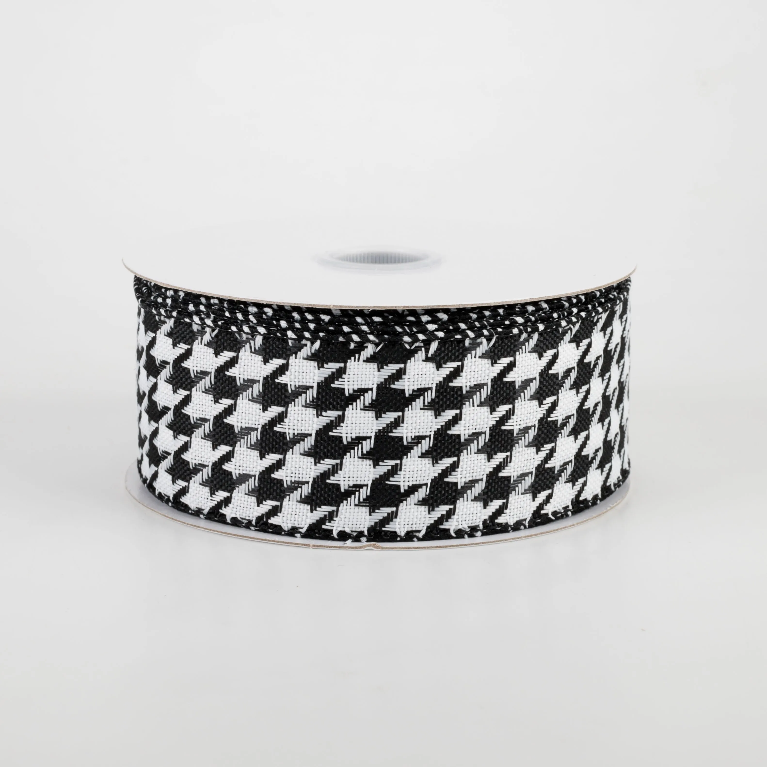 1.5" Black & White Woven Houndstooth Ribbon (10 Yards)