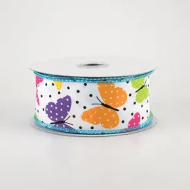 1.5" Butterflies & Dots Ribbon: Bright Multi (10 Yards)