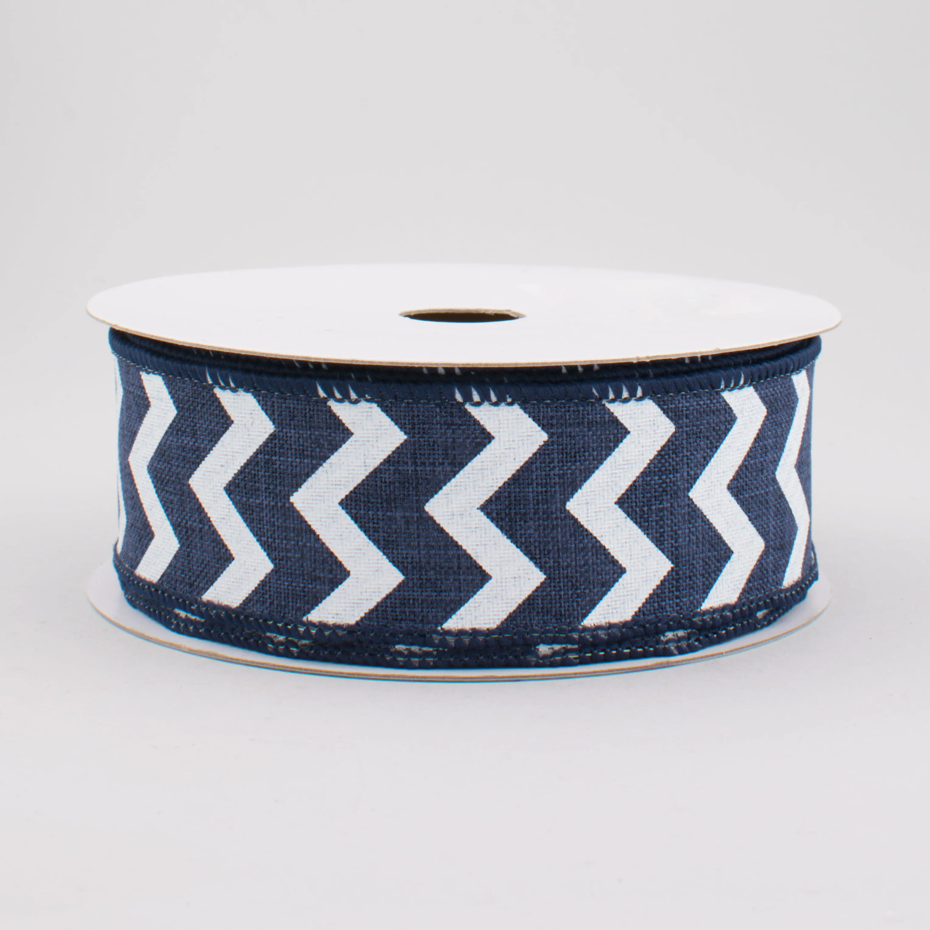 1.5" Canvas Chevron Ribbon: Navy Blue & White (10 Yards)