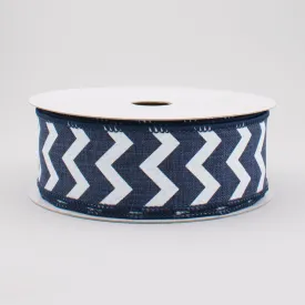 1.5" Canvas Chevron Ribbon: Navy Blue & White (10 Yards)