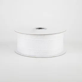 1.5" Canvas On Satin Glitter Ribbon: White (10 Yards)