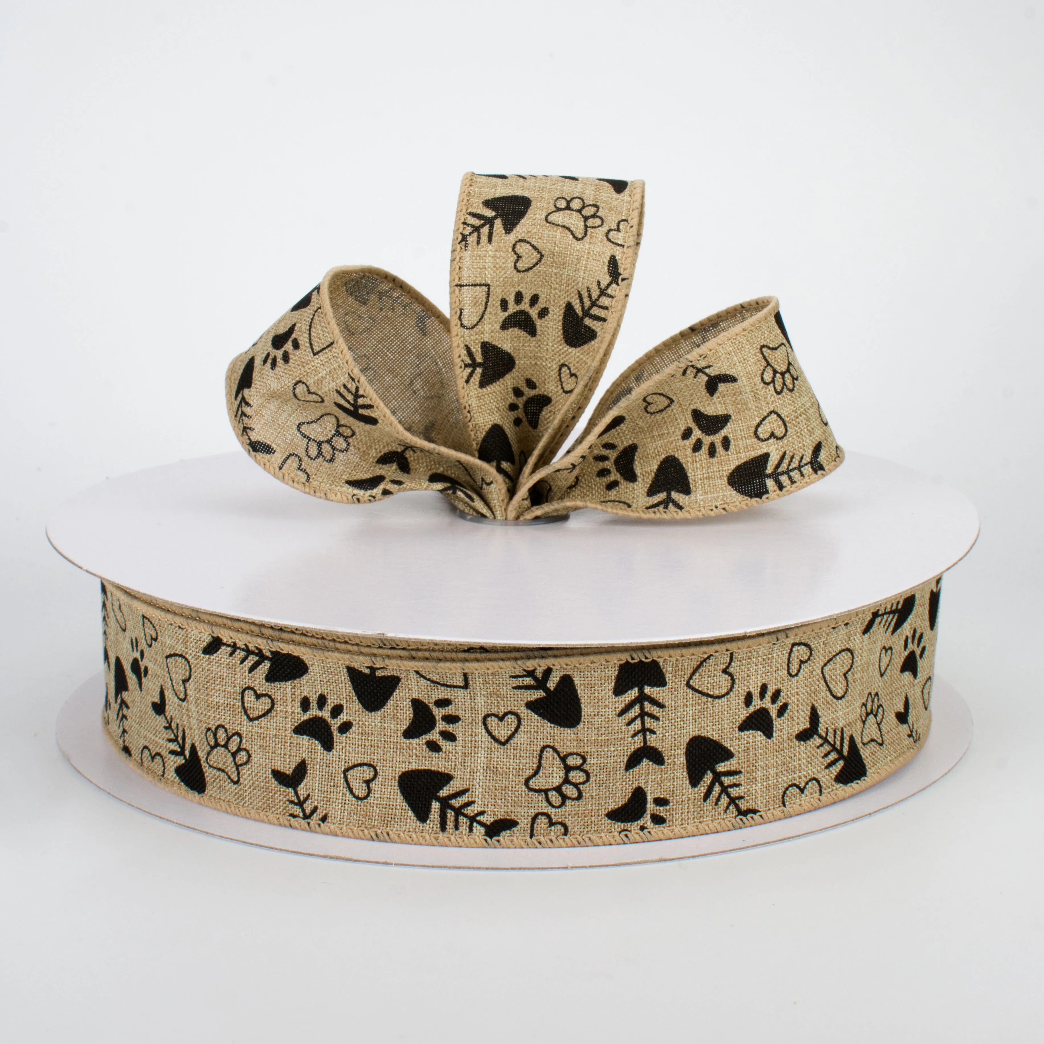 1.5" Cat Treat, Paw, Heart Ribbon (50 Yards)