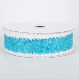 1.5" Chenille Edge Ribbon: Light Blue & White (10 Yards)