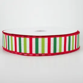 1.5" Christmas Horizontal Stripe Ribbon: White (50 Yards)