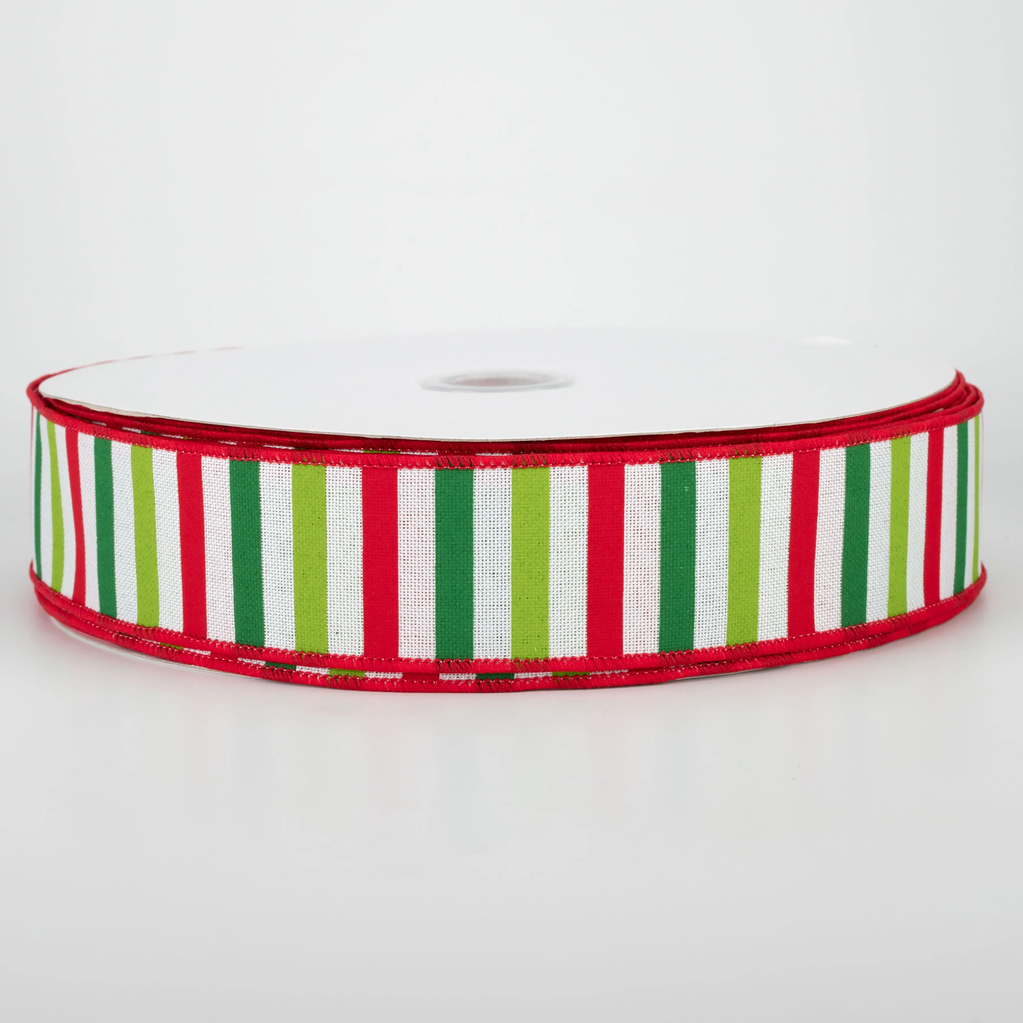 1.5" Christmas Horizontal Stripe Ribbon: White (50 Yards)
