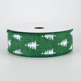 1.5" Christmas Trees Ribbon: Emerald (10 Yards)