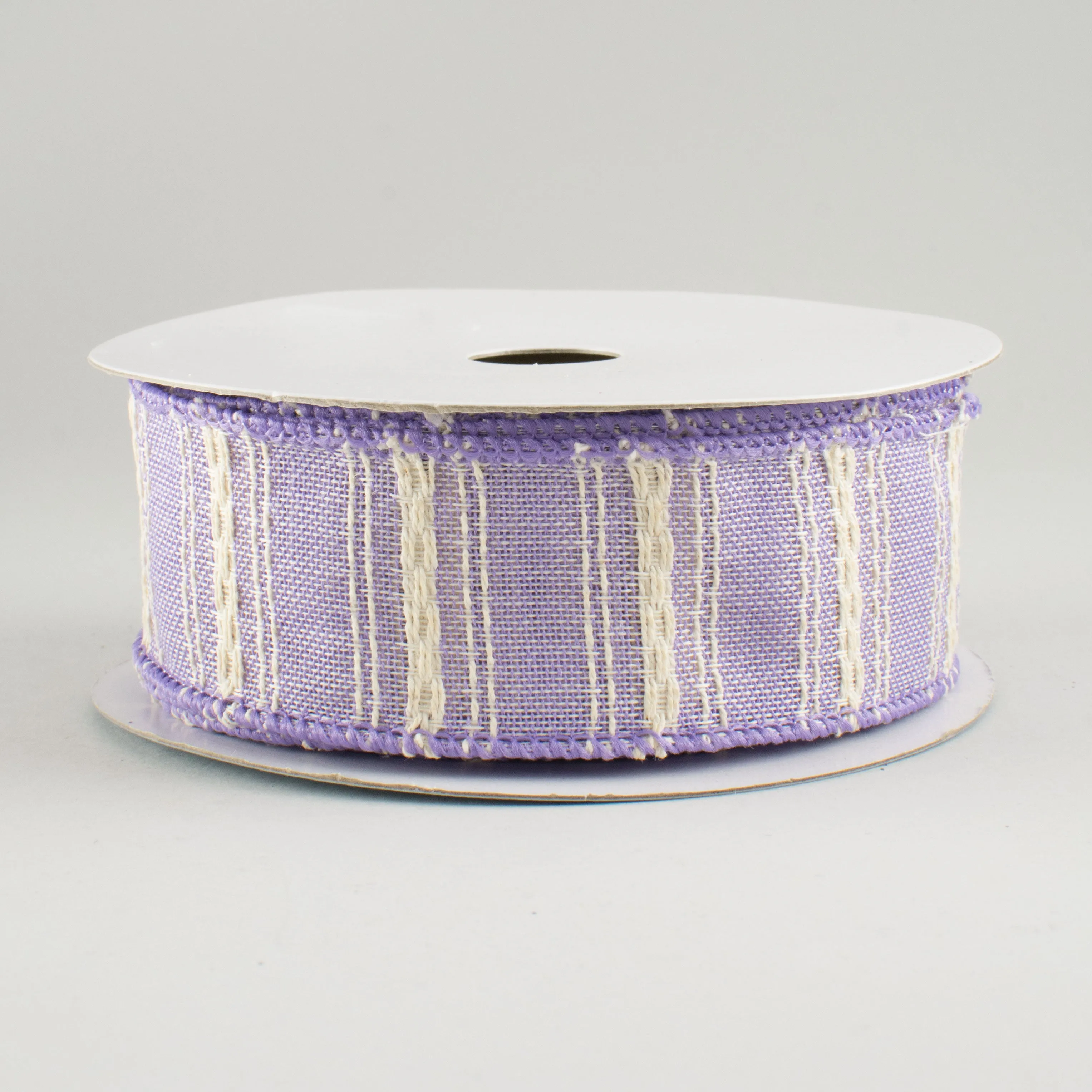 1.5" Cotton Stripe Ribbon: Lavender (10 Yards)