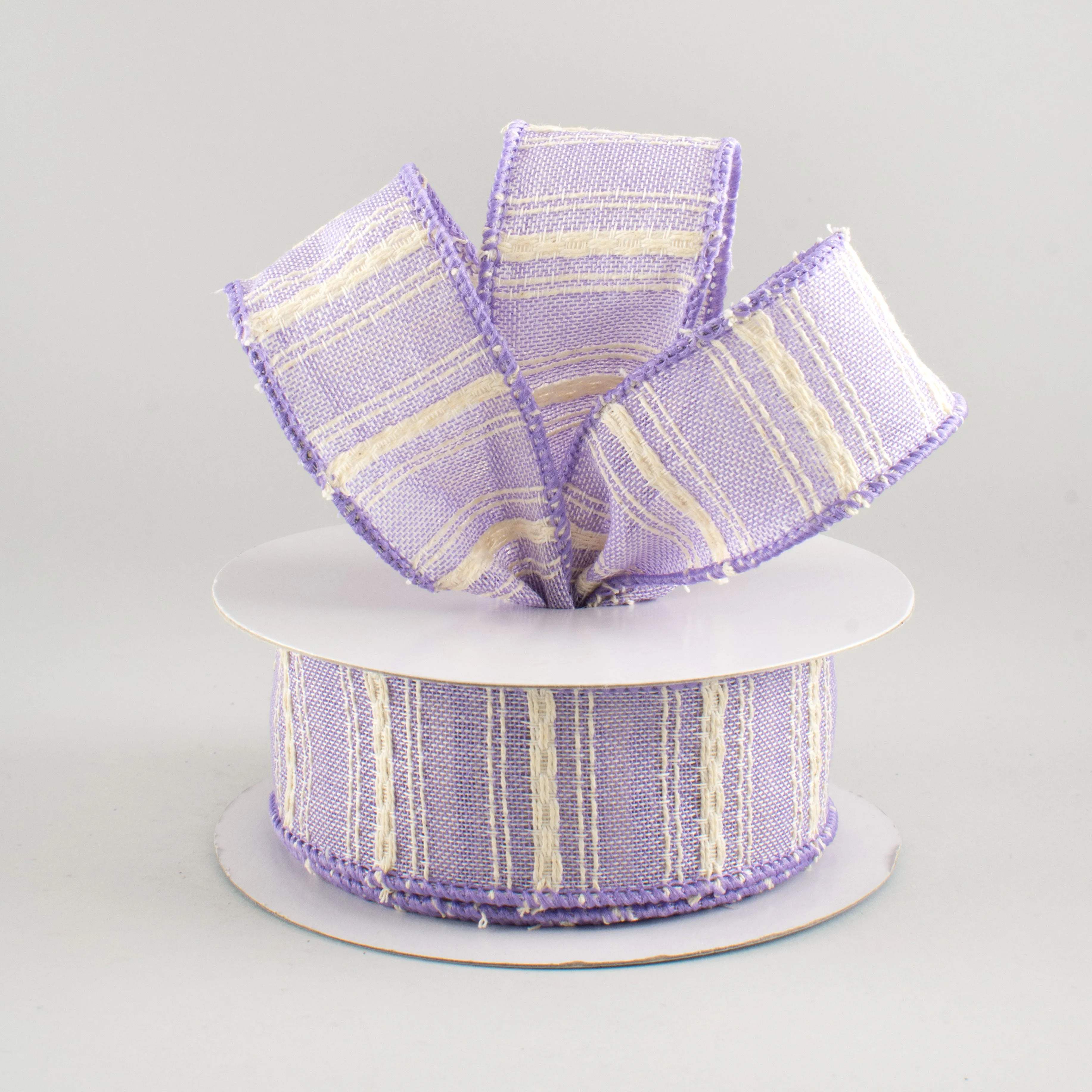 1.5" Cotton Stripe Ribbon: Lavender (10 Yards)