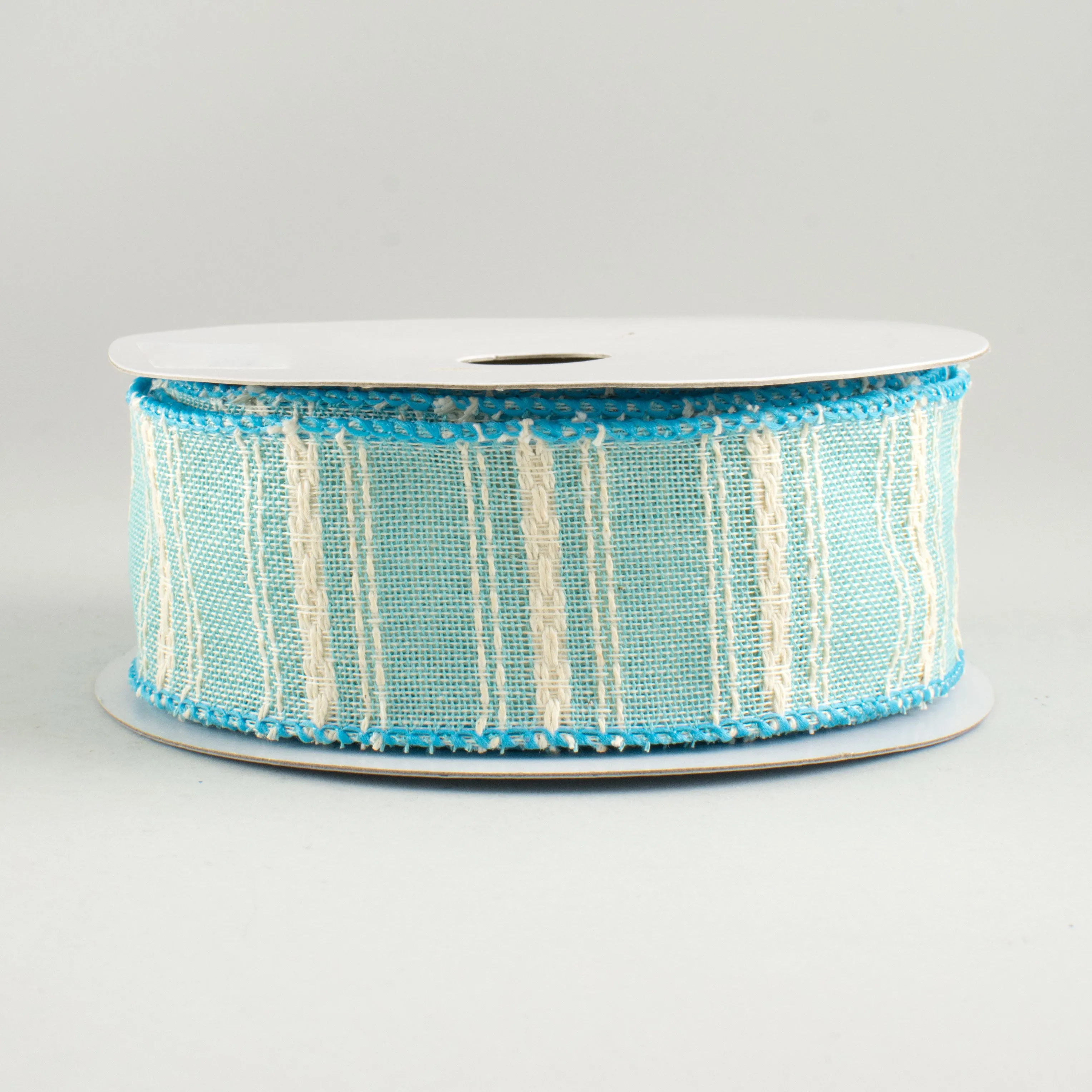 1.5" Cotton Stripe Ribbon: Light Blue (10 Yards)
