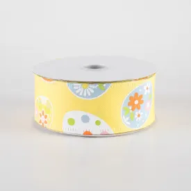 1.5" Daisy Eggs Ribbon: Light Yellow (10 Yards)