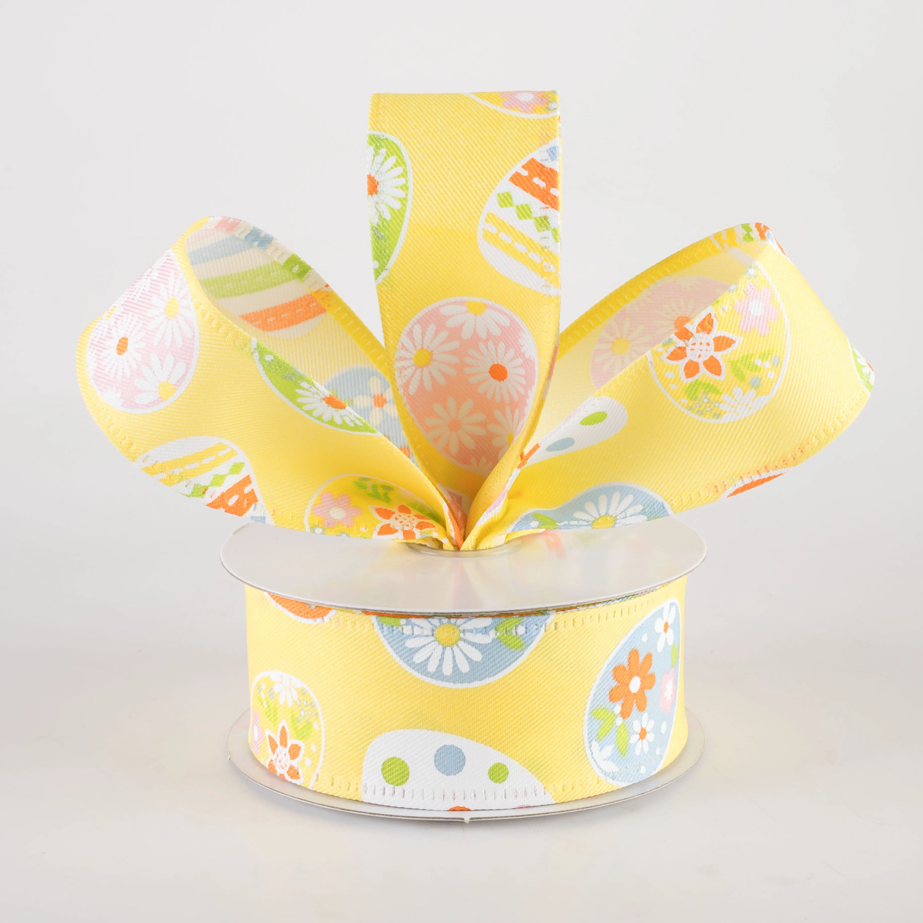 1.5" Daisy Eggs Ribbon: Light Yellow (10 Yards)