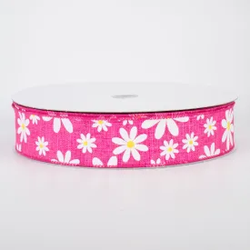1.5" Daisy Flower Ribbon: Pink (50 Yards)