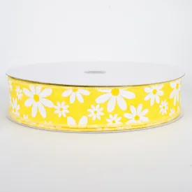 1.5" Daisy Flower Ribbon: Yellow (50 Yards)