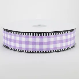 1.5" Dashed Edge Check Plaid Ribbon: Purple & White (50 Yards)