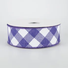 1.5" Diagonal Check Ribbon: Purple & White (10 Yards)