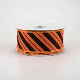 1.5" Diagonal Line Ribbon: Orange & Black (10 Yards)