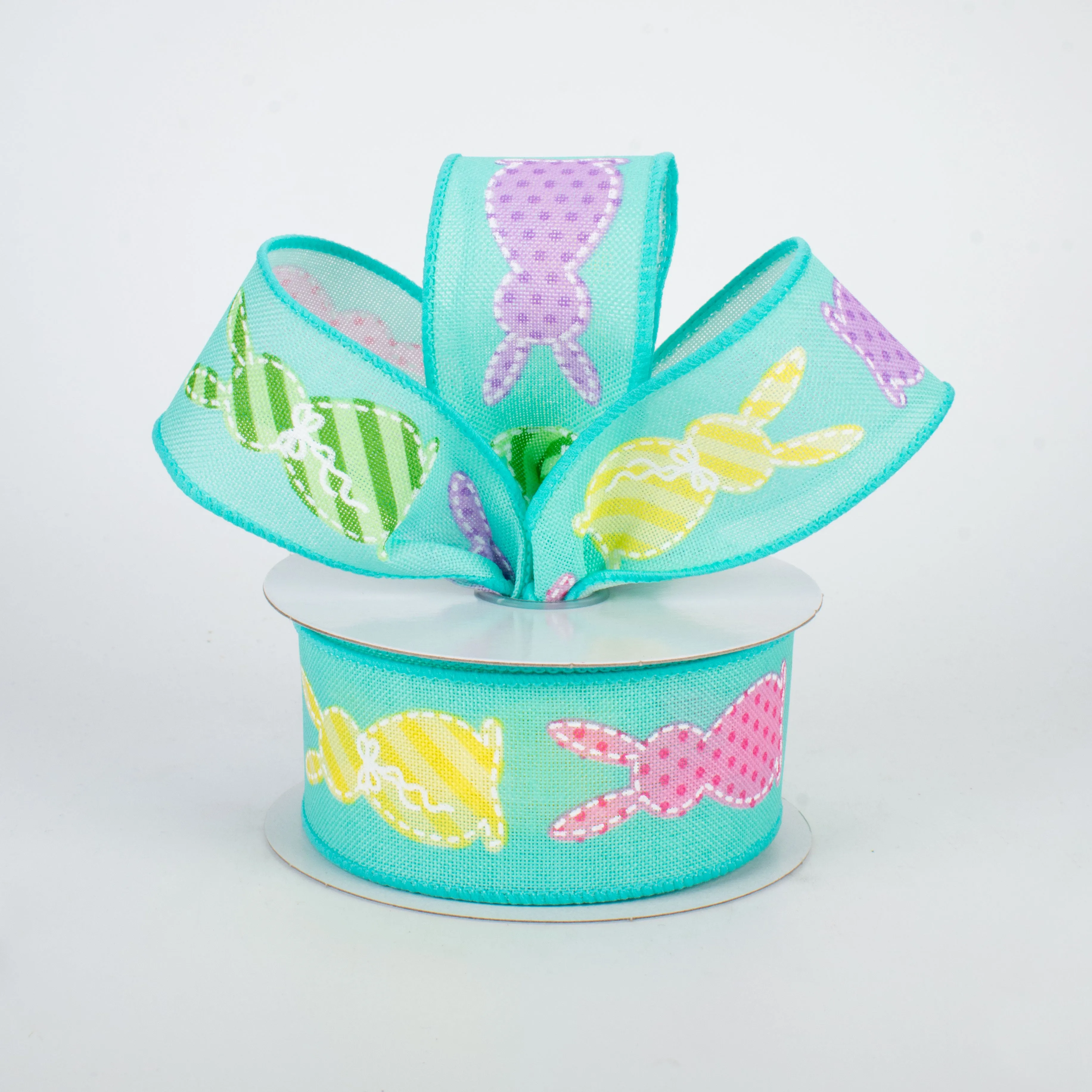 1.5" Easter Bunny Patterns Ribbon: Blue (10 Yards)