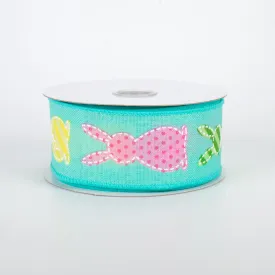 1.5" Easter Bunny Patterns Ribbon: Blue (10 Yards)