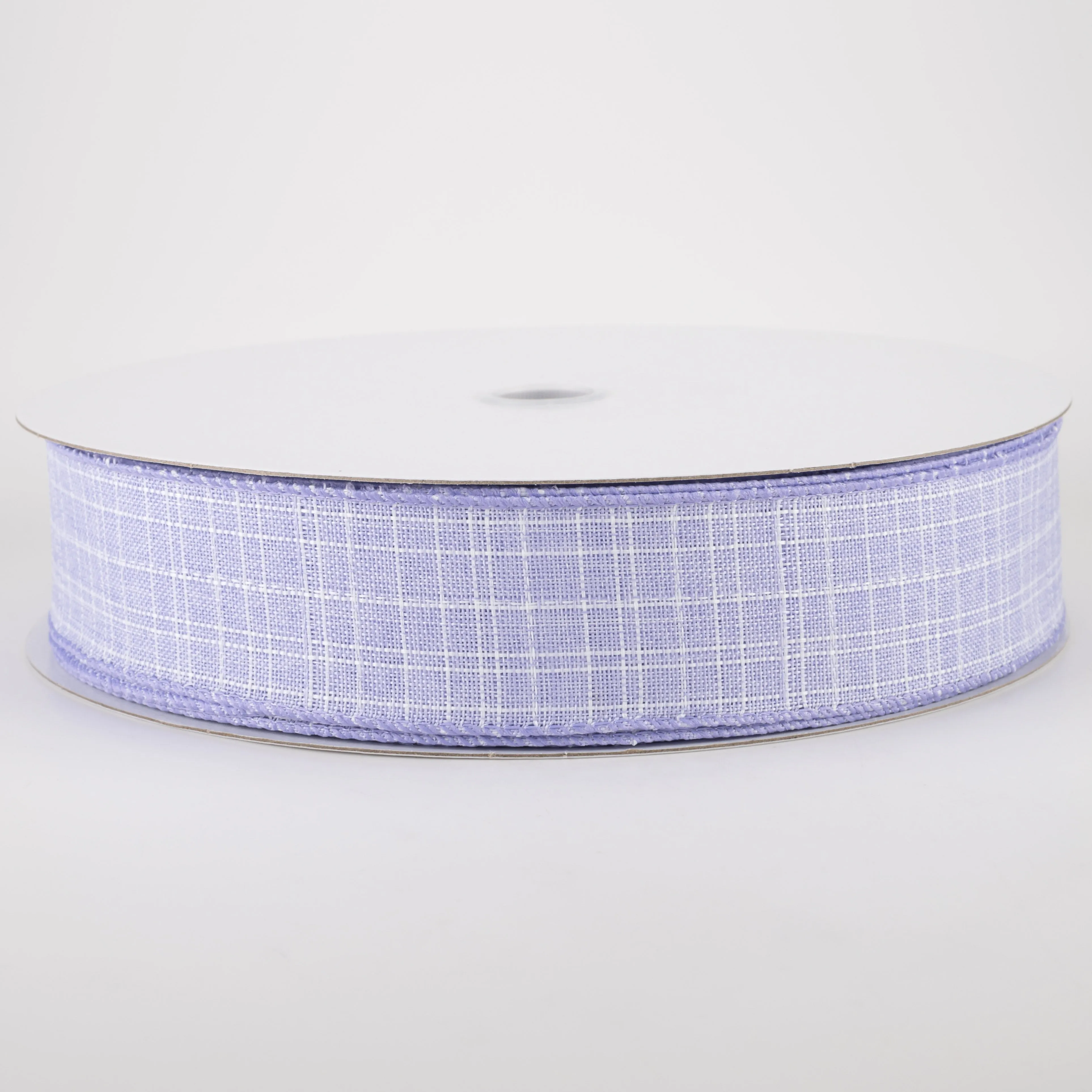 1.5" Estelle Textured Linen Ribbon: Lavender & White (50 Yards)