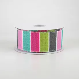 1.5" Florida Stripe Ribbon: Pink, Teal, Lime & Grey (10 Yards)