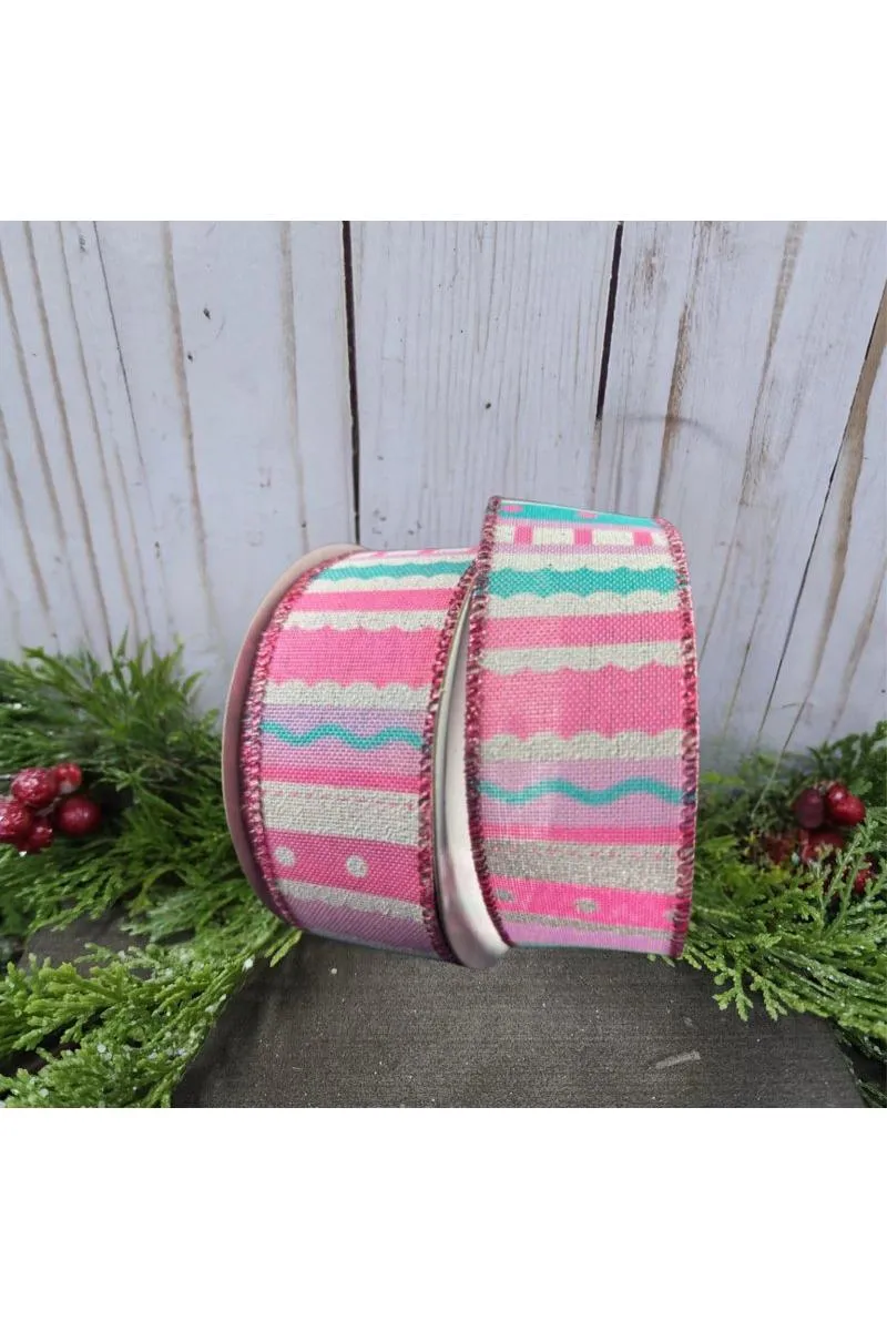 1.5" Whimsy Stripe Ribbon: Pink, Aqua, Lavender