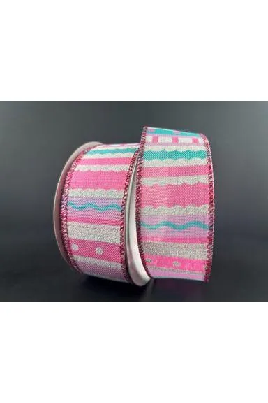 1.5" Whimsy Stripe Ribbon: Pink, Aqua, Lavender