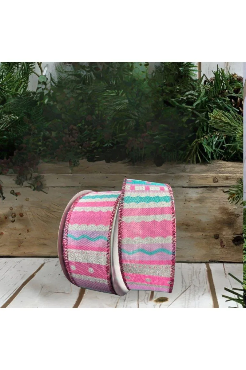1.5" Whimsy Stripe Ribbon: Pink, Aqua, Lavender