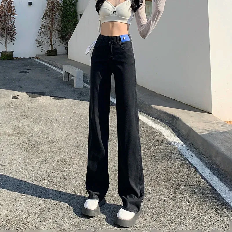 2024 Lyocell Denim Wide Leg Streetwear Loose Casual Women's Jeans