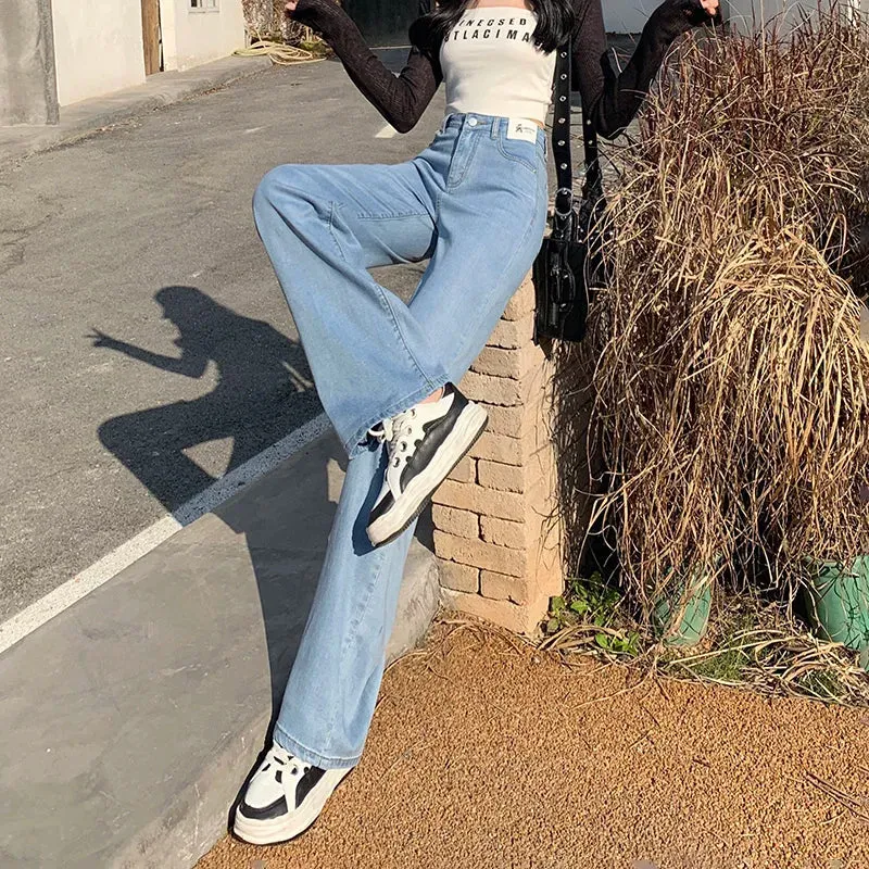 2024 Lyocell Denim Wide Leg Streetwear Loose Casual Women's Jeans