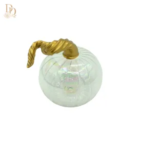 2.4" Iridescent Clear Blown Glass Tabletop Pumpkin