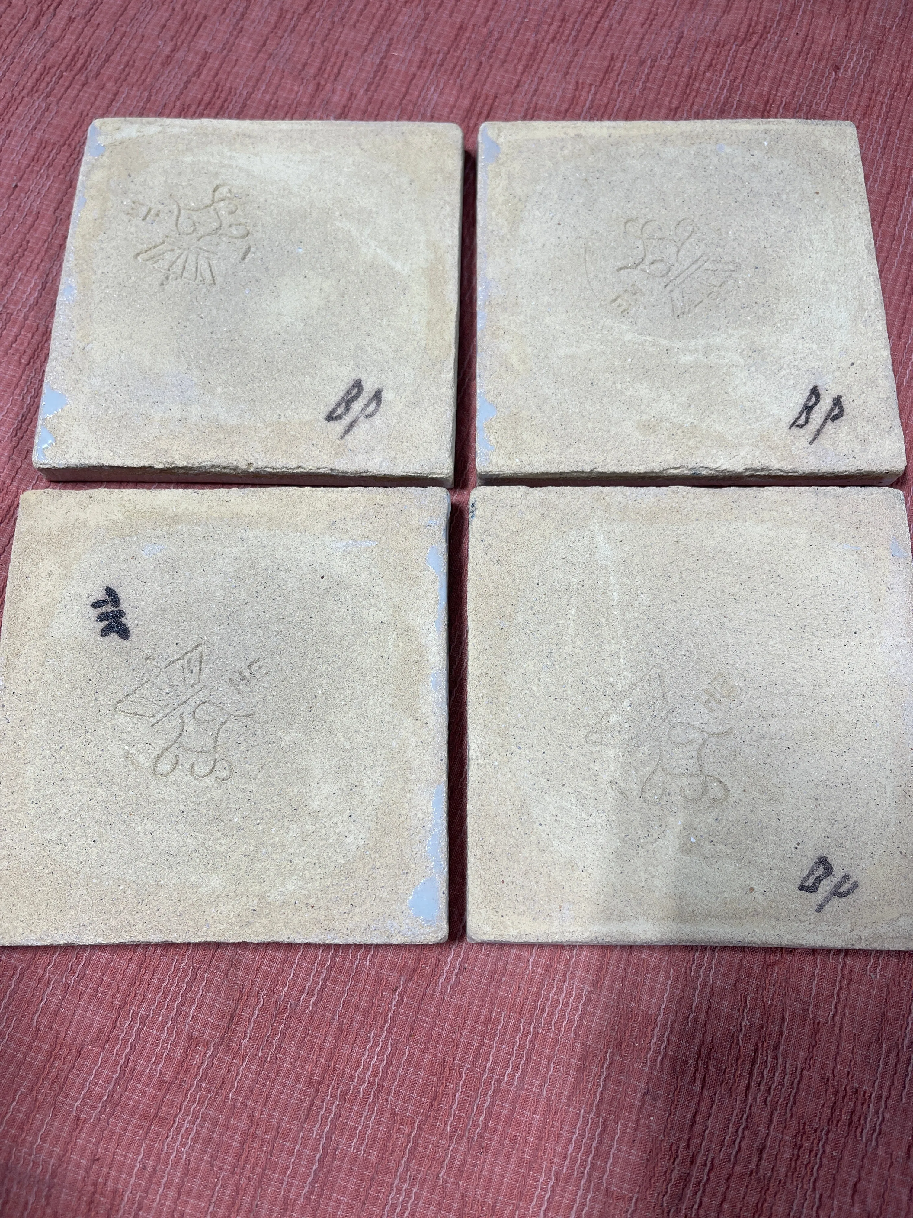 4 Delft Hand Painted Ceramic Tiles, Marked and Signed