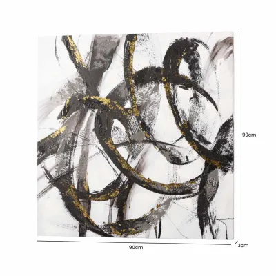90x90 White and Black Abstract Canvas
