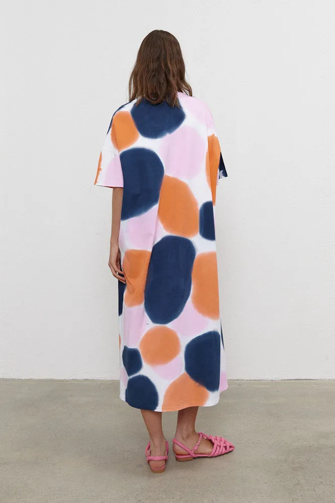 Adele Maxi Shift Dress - Orange/Navy/Pink