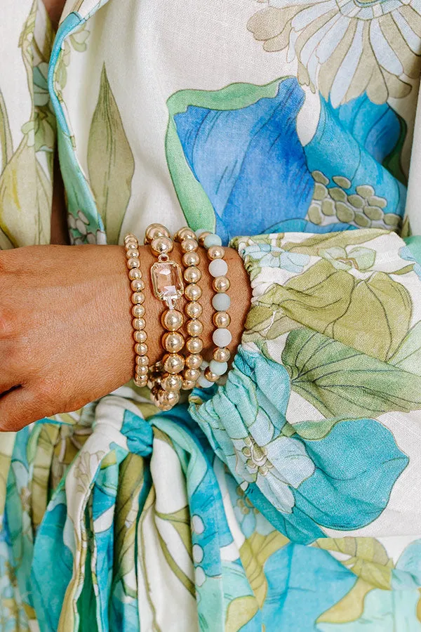 All The Glam Stretch Bracelet Set in Sage