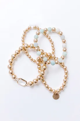 All The Glam Stretch Bracelet Set in Sage